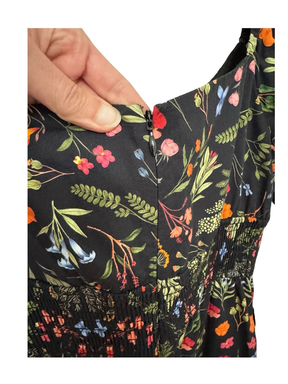 HUTCH | Anthropologie Puff-Sleeve Wide Leg Jumpsuit in Black Floral, Size Small - Picture 10 of 16
